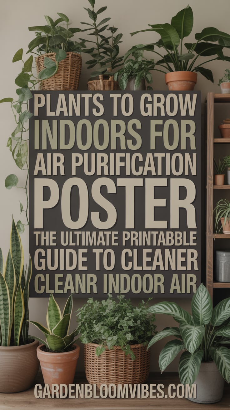 Plants To Grow Indoors For Air Purification Poster: The Ultimate Printable Guide To Cleaner Indoor Air